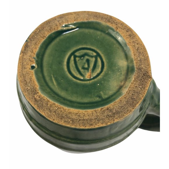 Vintage McCoy Green Pottery Barrel Mug - Picture 4 of 5
